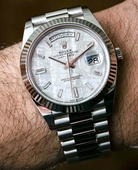 rolex day date white gold white dial|rolex day date watch price.